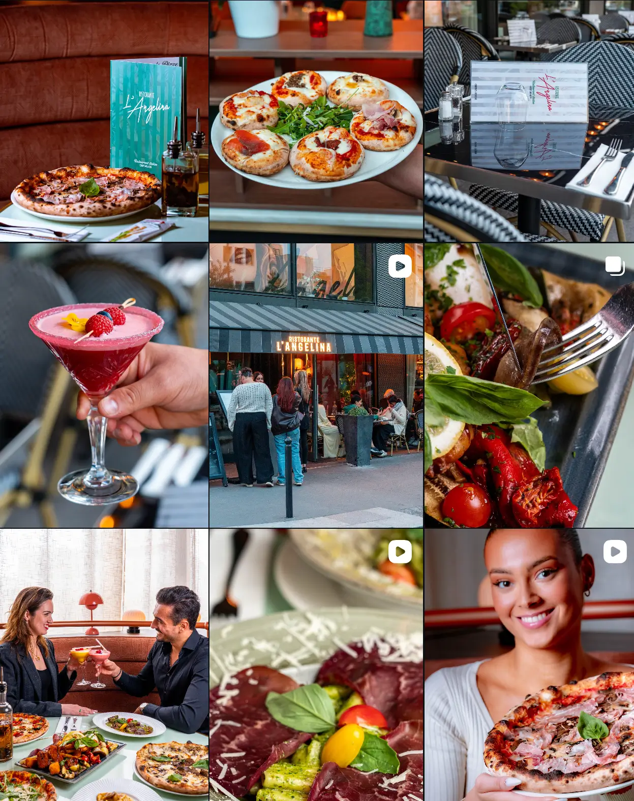 Instagram-Feed eines Restaurants mit professionellem Foodcontent.